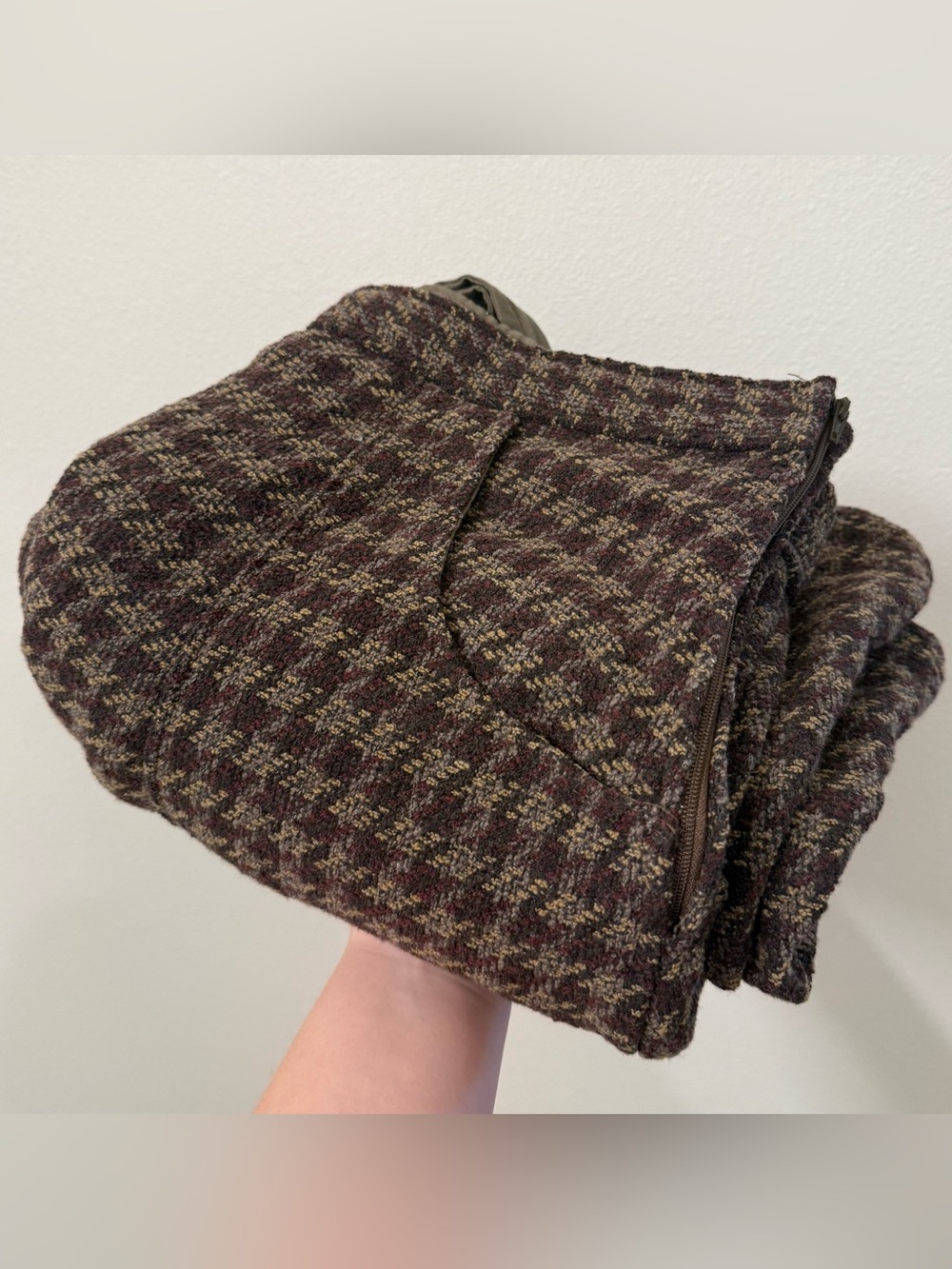 Revivall Long Wool Houndstooth Skirt - Large